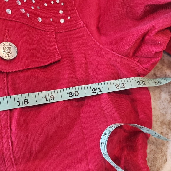 NWT Quacker Factory Red Corduroy Jacket Rhinestone Embellished Size Large - Picture 7 of 9